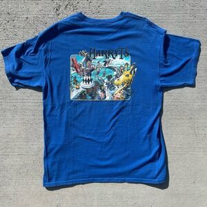 Vintage Harry Ts Shirt Mens Large Blue Destin Florida Giraffe Beach 90s USA